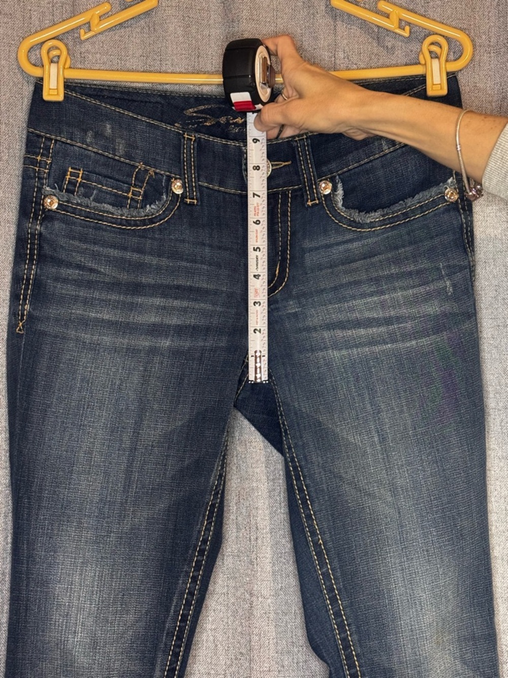 Seven7 Dark Blue Skinny Jeans with Embellished Back Pockets - Picture 11 of 12